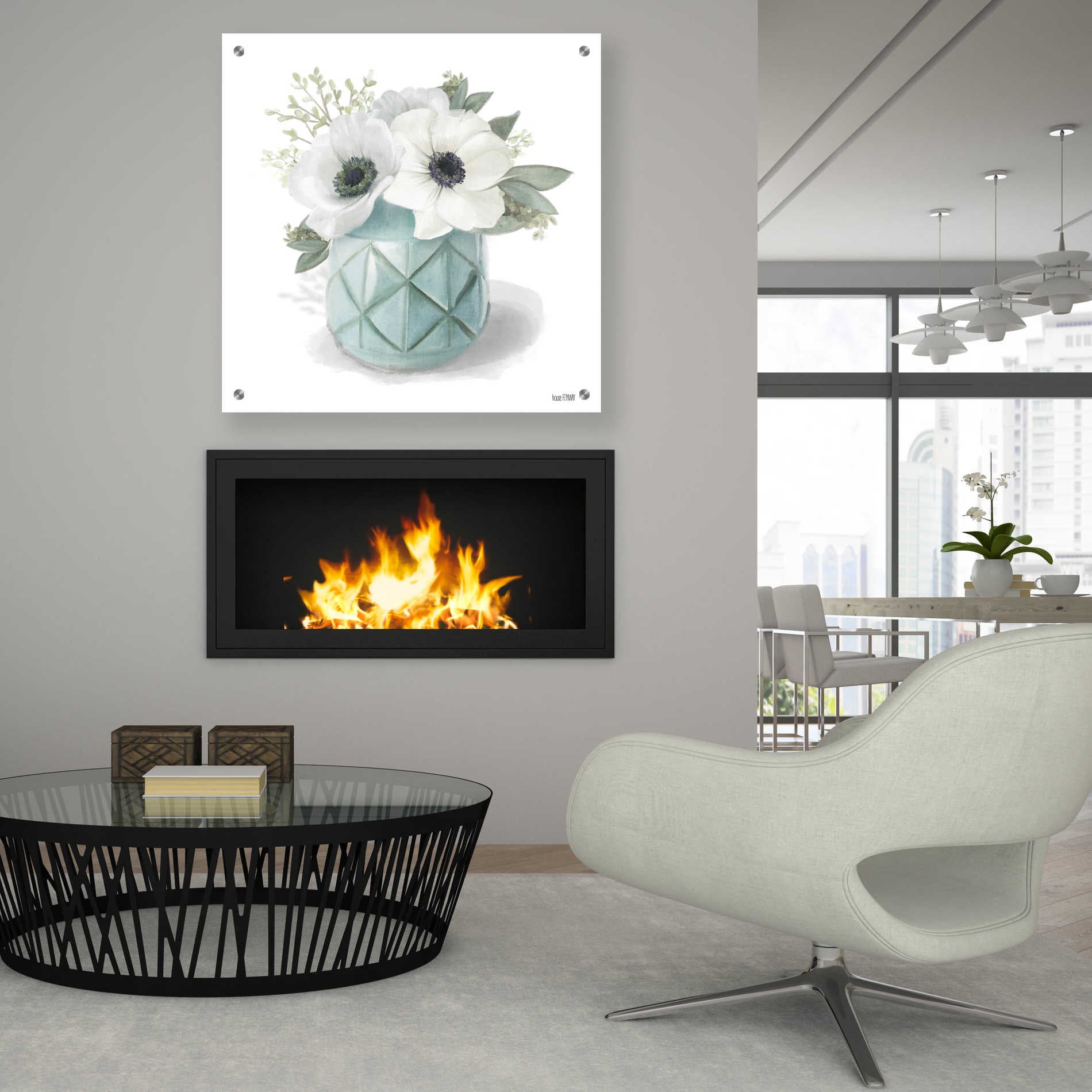 Epic Art 'Winter Anemones-Blue' by House Fenway, Acrylic Glass Wall Art,36x36