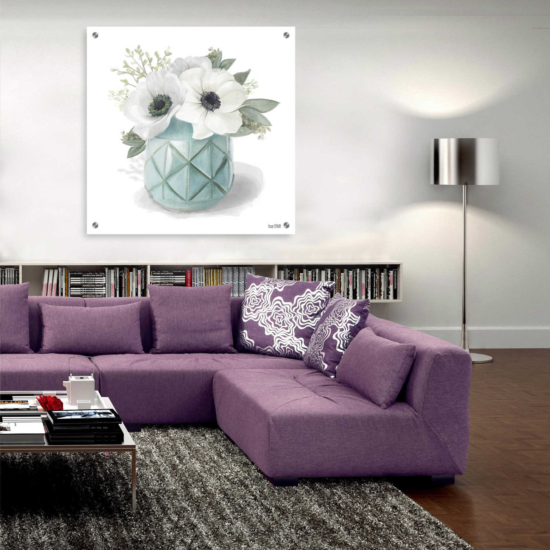 Epic Art 'Winter Anemones-Blue' by House Fenway, Acrylic Glass Wall Art,36x36