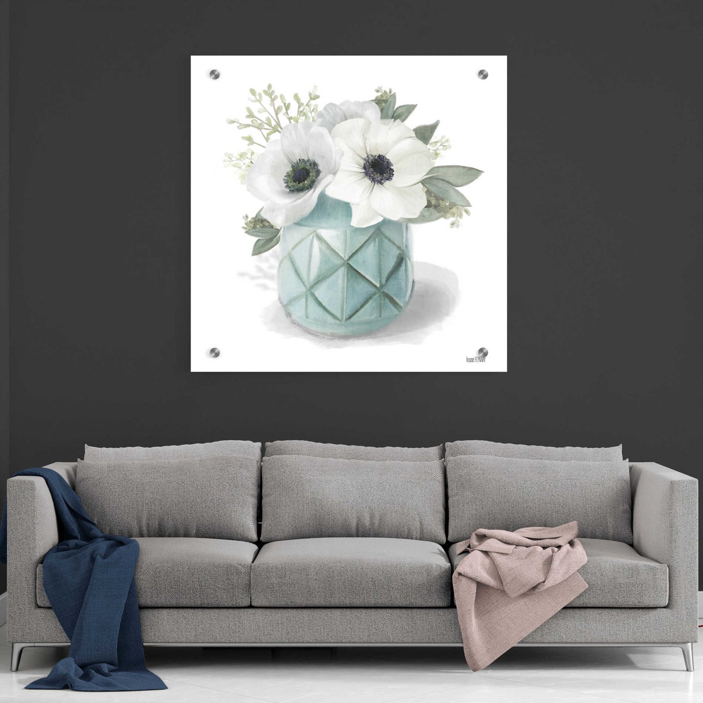 Epic Art 'Winter Anemones-Blue' by House Fenway, Acrylic Glass Wall Art,36x36