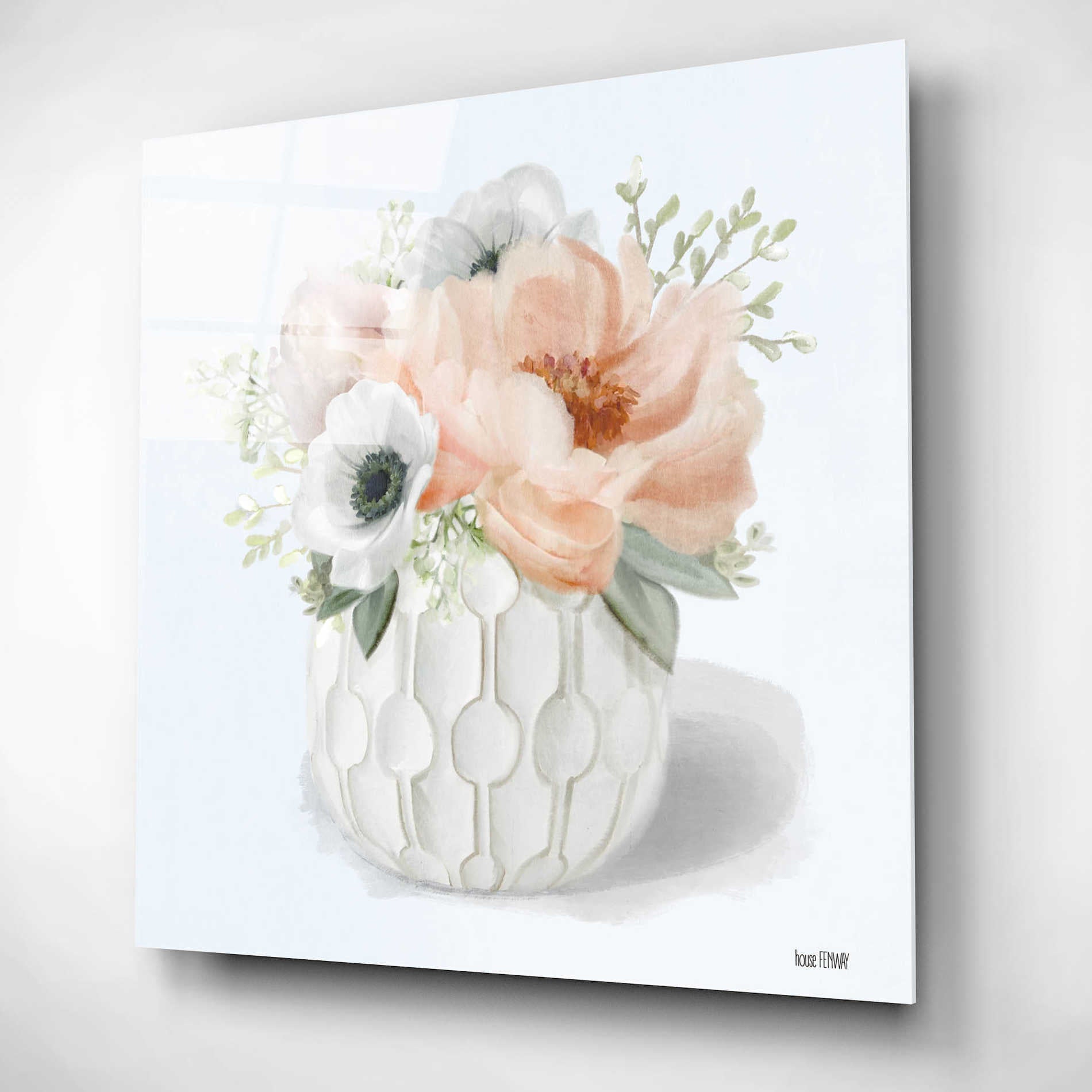 Epic Art 'Winter Anemones-Pink' by House Fenway, Acrylic Glass Wall Art,12x12