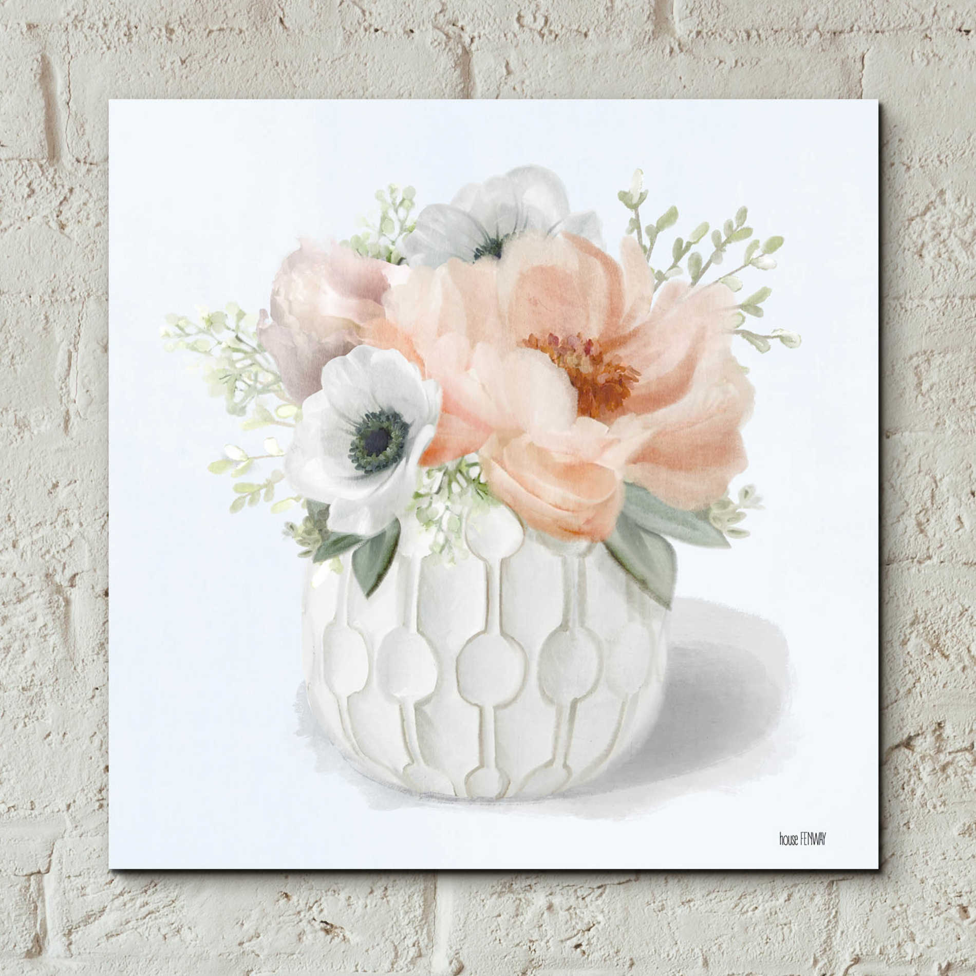 Epic Art 'Winter Anemones-Pink' by House Fenway, Acrylic Glass Wall Art,12x12