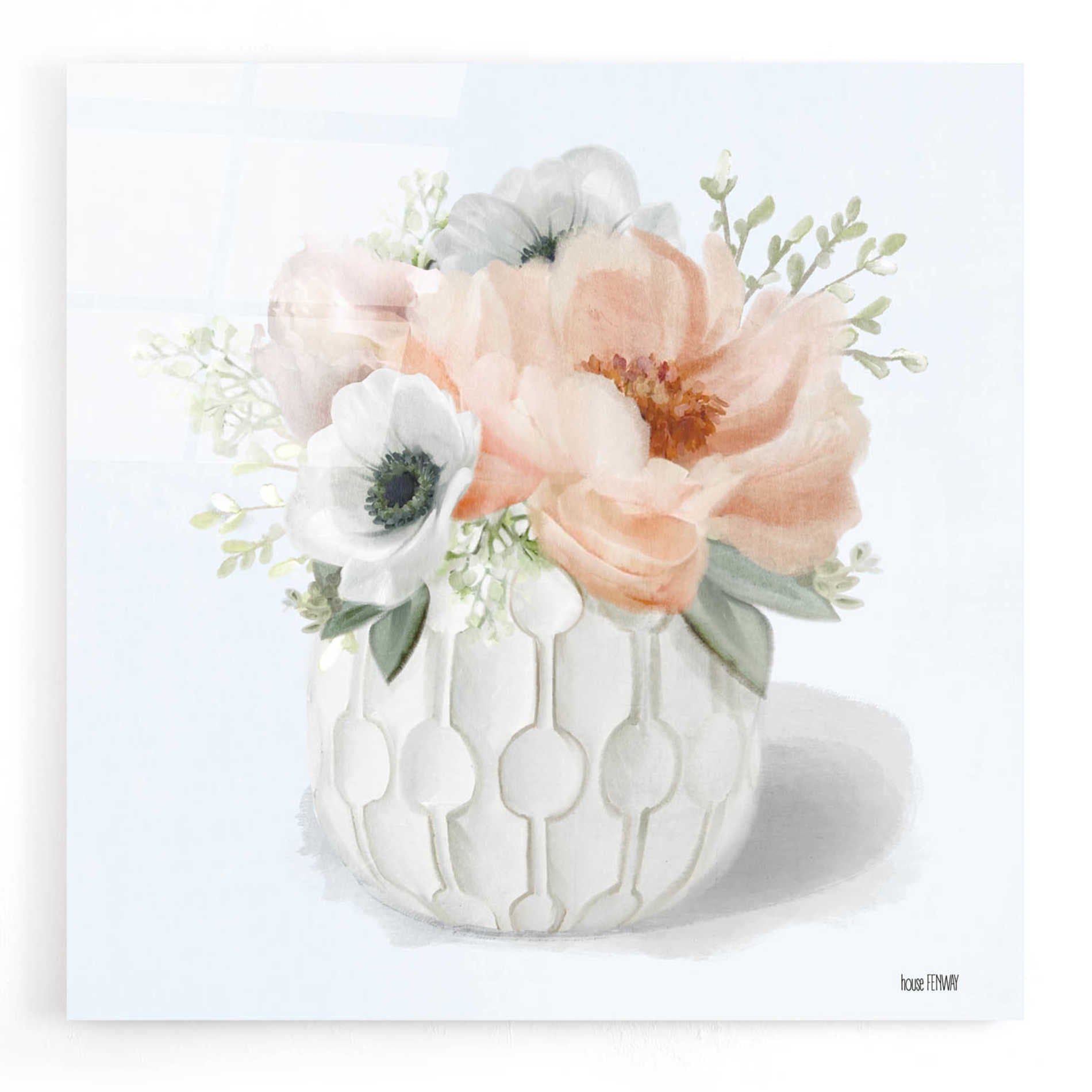 Epic Art 'Winter Anemones-Pink' by House Fenway, Acrylic Glass Wall Art,12x12