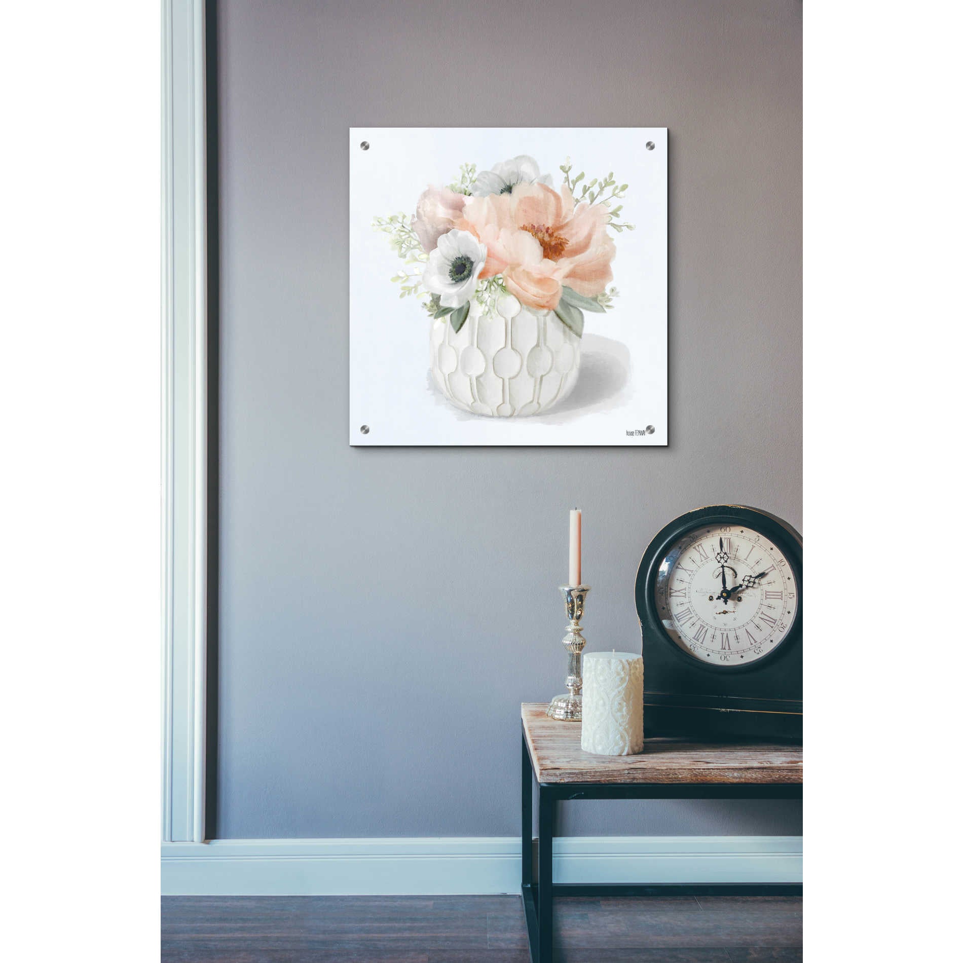 Epic Art 'Winter Anemones-Pink' by House Fenway, Acrylic Glass Wall Art,24x24