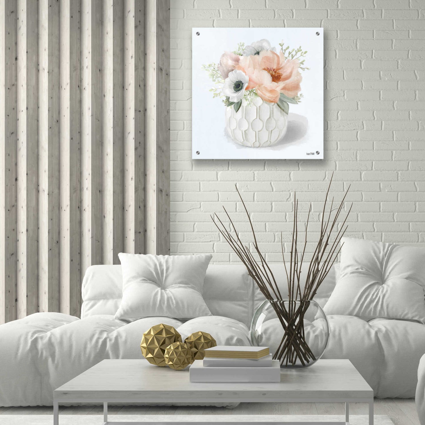 Epic Art 'Winter Anemones-Pink' by House Fenway, Acrylic Glass Wall Art,24x24