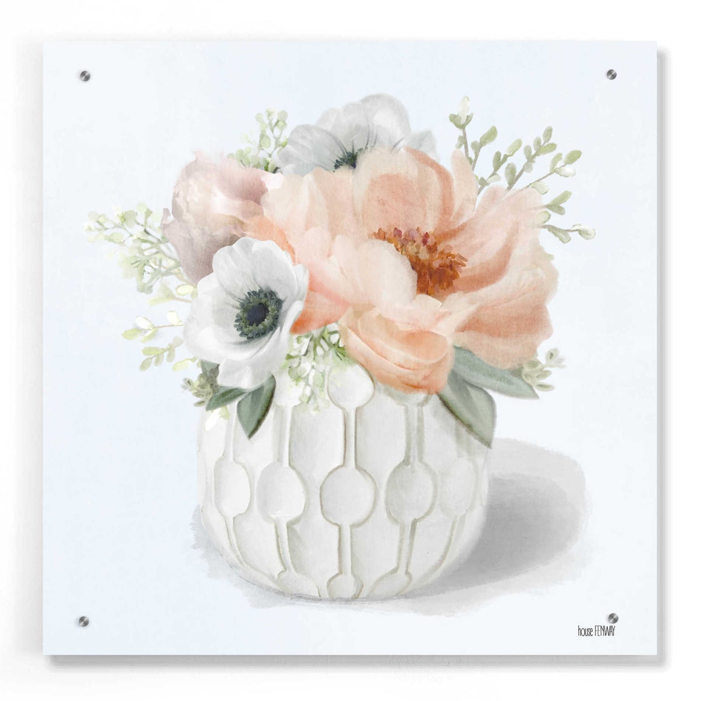 Epic Art 'Winter Anemones-Pink' by House Fenway, Acrylic Glass Wall Art,24x24