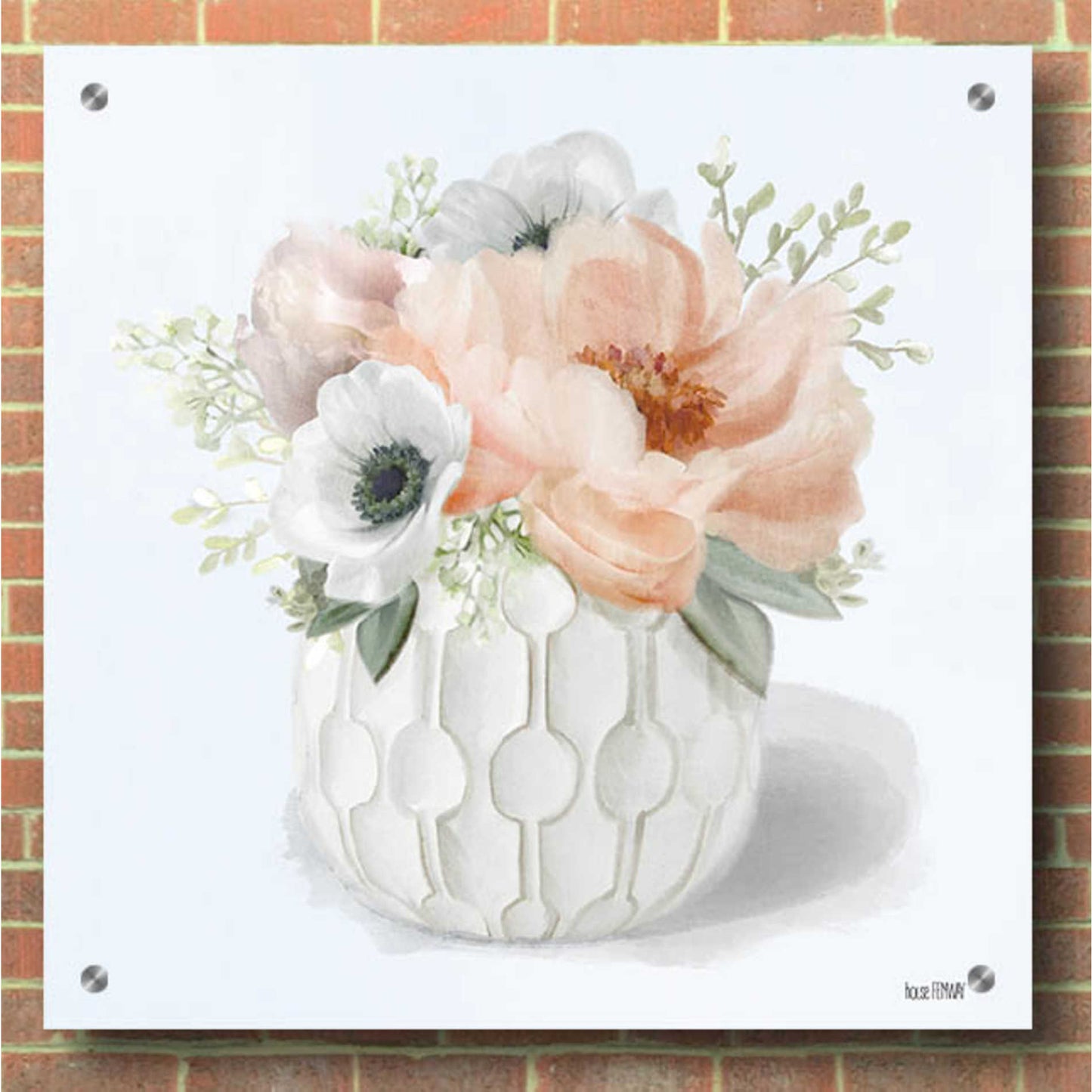 Epic Art 'Winter Anemones-Pink' by House Fenway, Acrylic Glass Wall Art,36x36