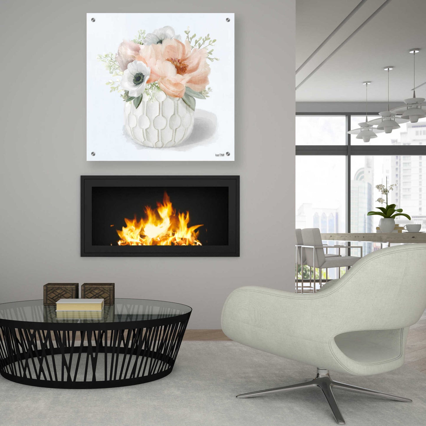 Epic Art 'Winter Anemones-Pink' by House Fenway, Acrylic Glass Wall Art,36x36