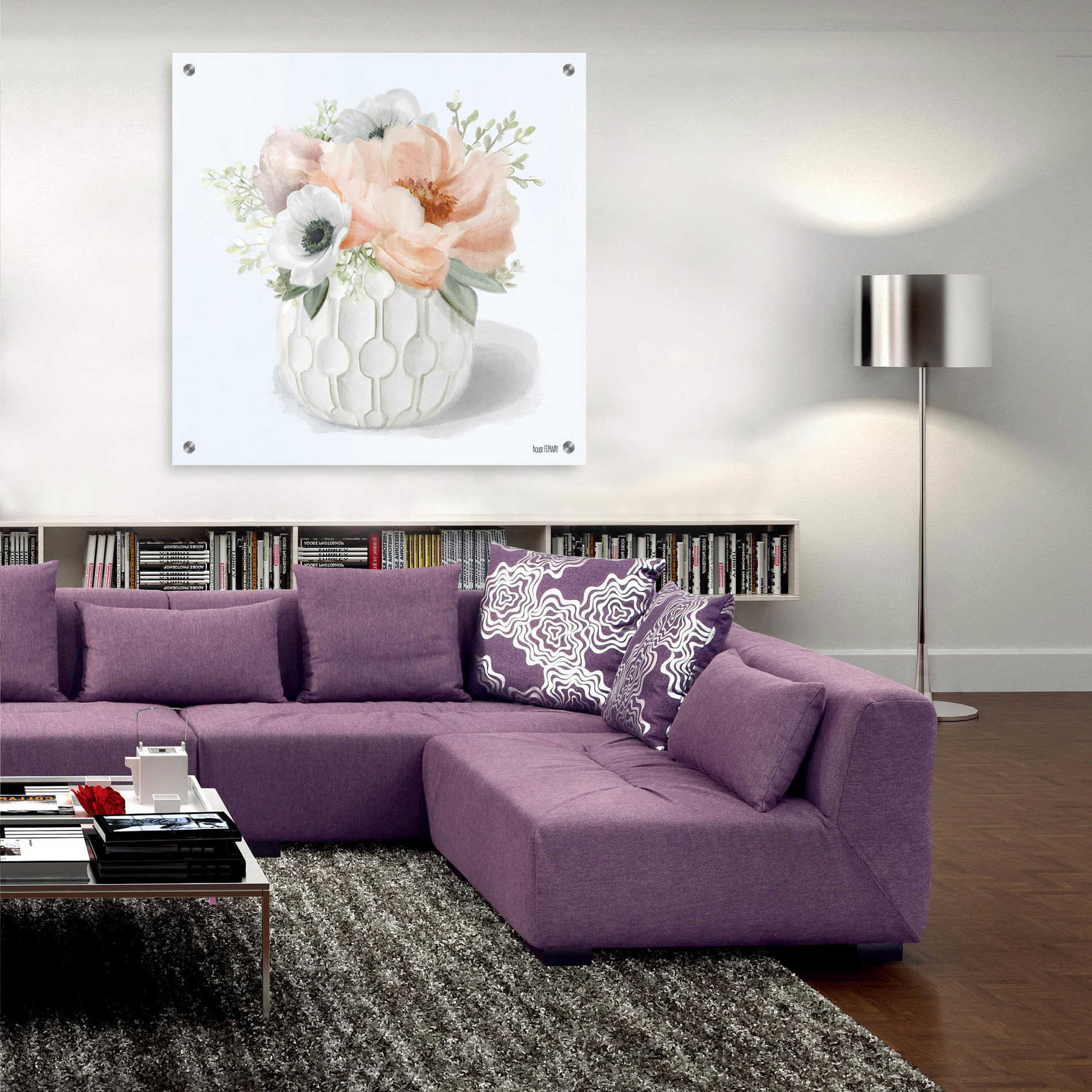 Epic Art 'Winter Anemones-Pink' by House Fenway, Acrylic Glass Wall Art,36x36