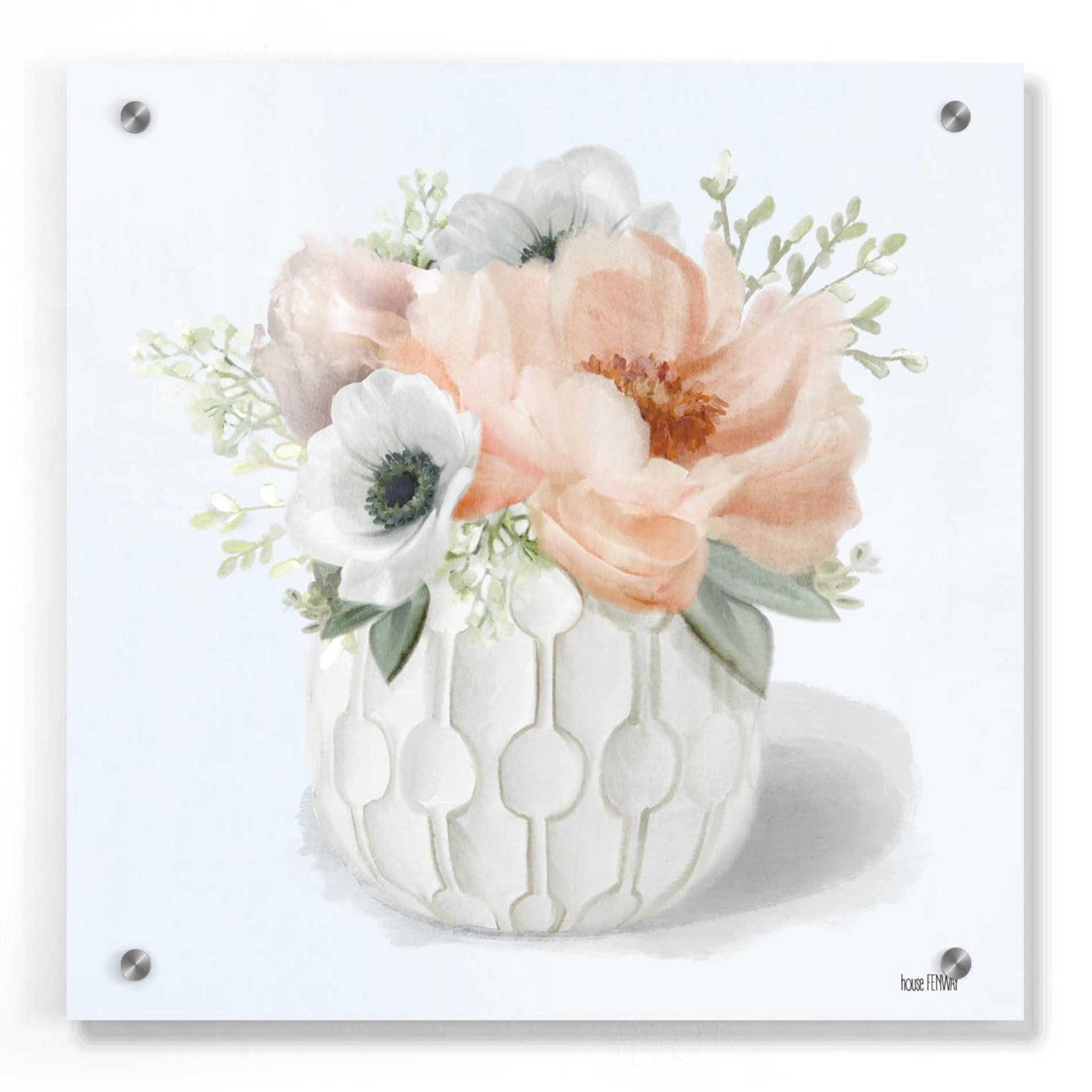 Epic Art 'Winter Anemones-Pink' by House Fenway, Acrylic Glass Wall Art,36x36