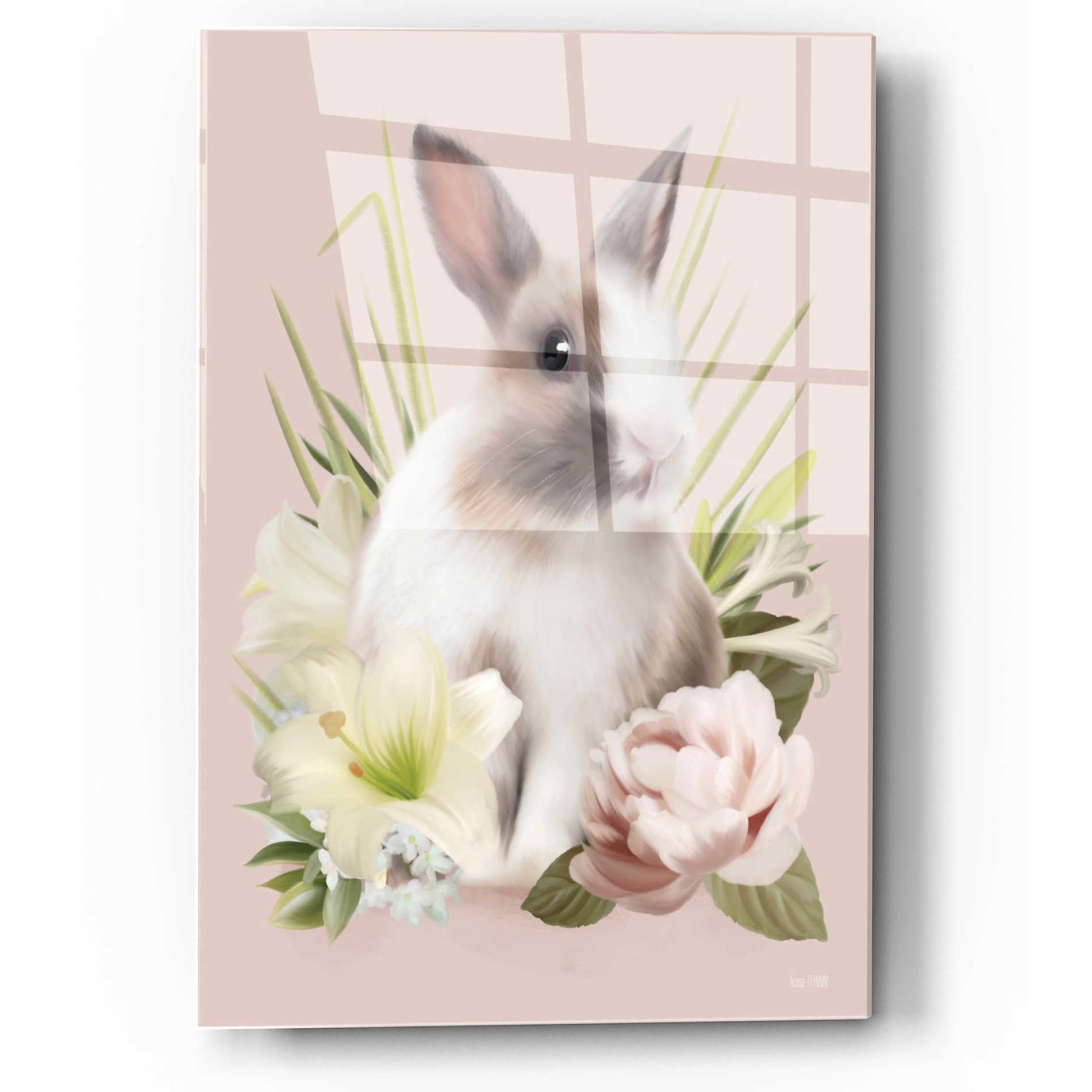 Epic Art 'Easter Bunny Floral' by House Fenway, Acrylic Glass Wall Art,12x16