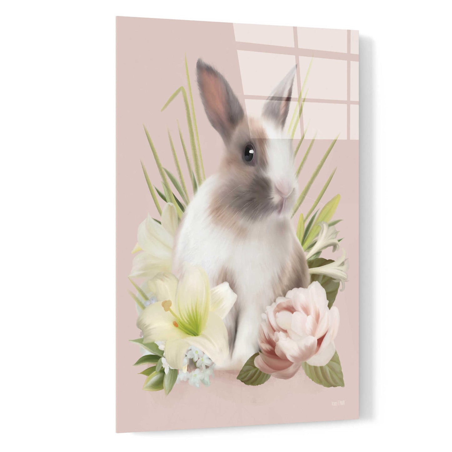 Epic Art 'Easter Bunny Floral' by House Fenway, Acrylic Glass Wall Art,16x24