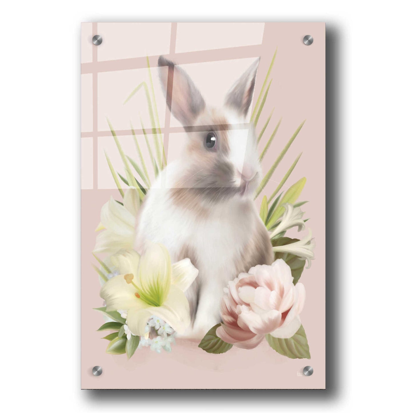 Epic Art 'Easter Bunny Floral' by House Fenway, Acrylic Glass Wall Art,24x36