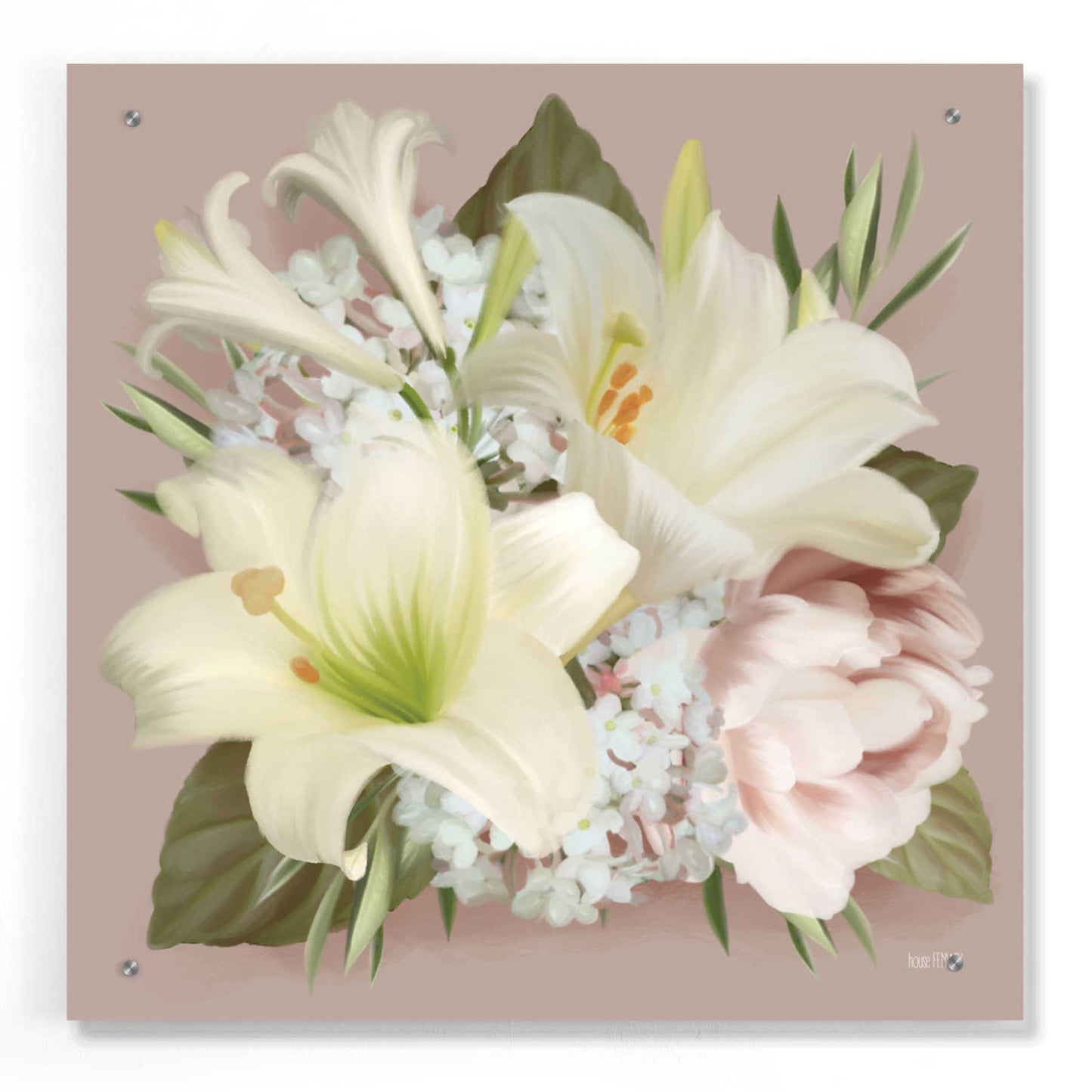 Epic Art 'Spring Lily Bouquet' by House Fenway, Acrylic Glass Wall Art,24x24