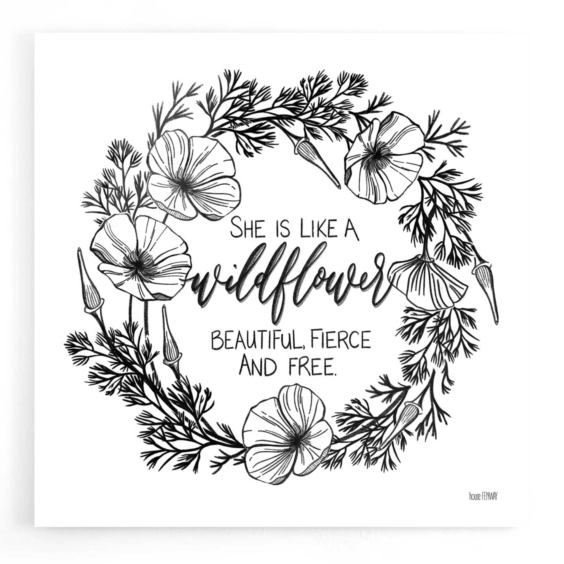 Epic Art 'She is Like a Wildflower' by House Fenway, Acrylic Glass Wall Art,12x12