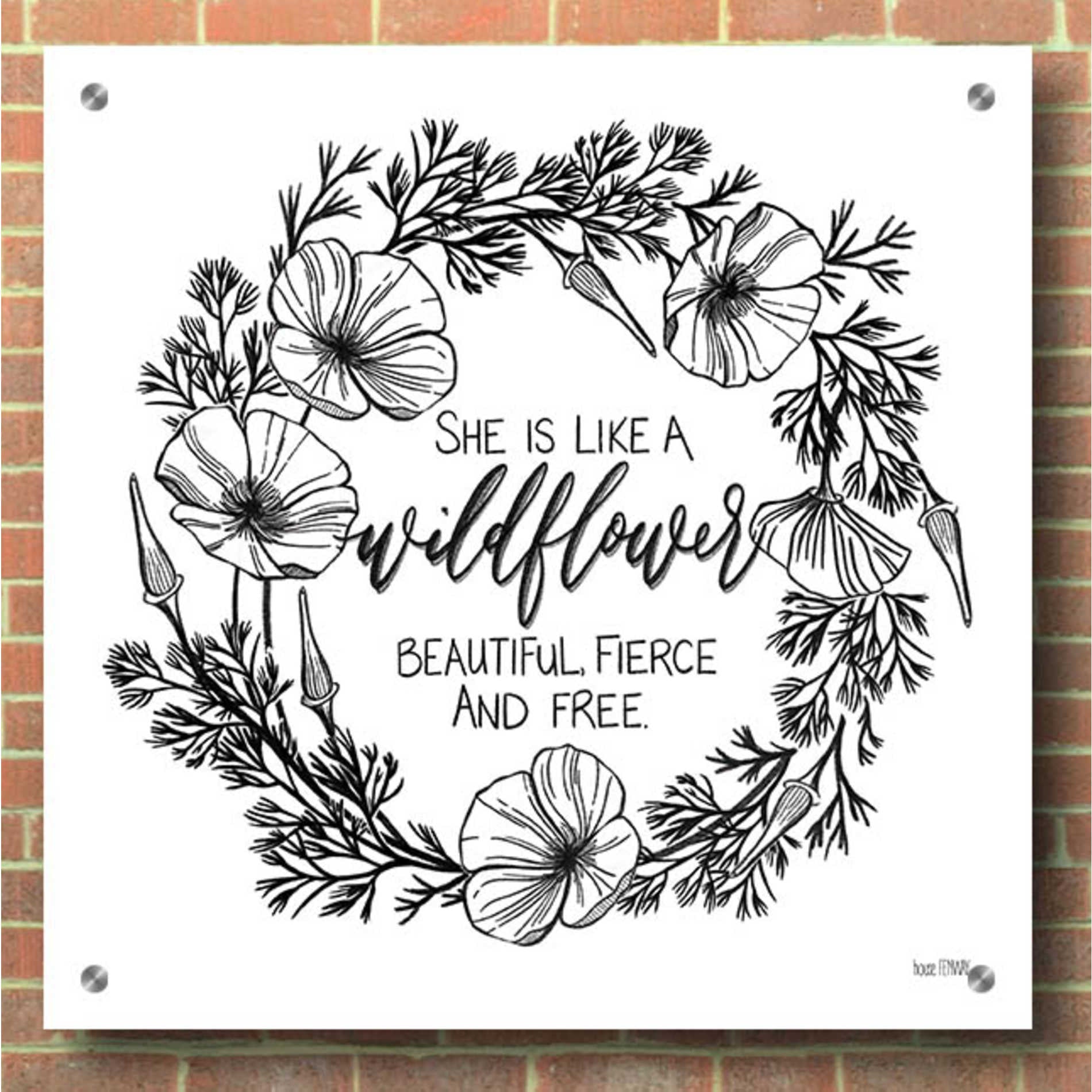 Epic Art 'She is Like a Wildflower' by House Fenway, Acrylic Glass Wall Art,36x36