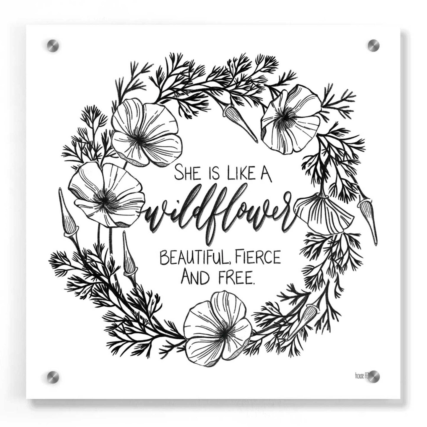 Epic Art 'She is Like a Wildflower' by House Fenway, Acrylic Glass Wall Art,36x36