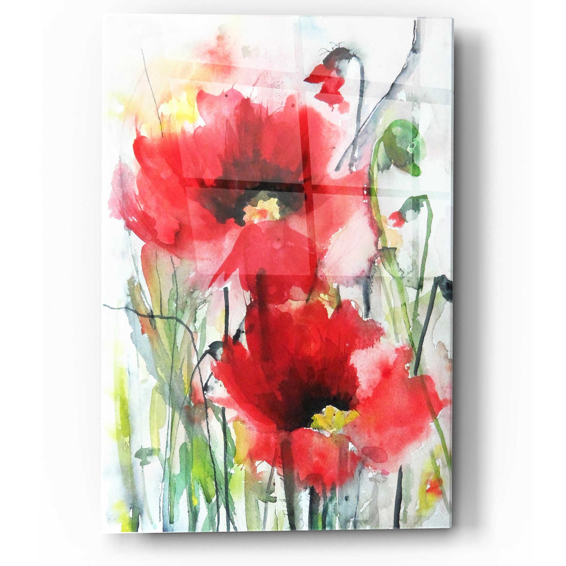 Epic Art 'Red Poppies' by Karin Johannesson, Acrylic Glass Wall Art,12x16