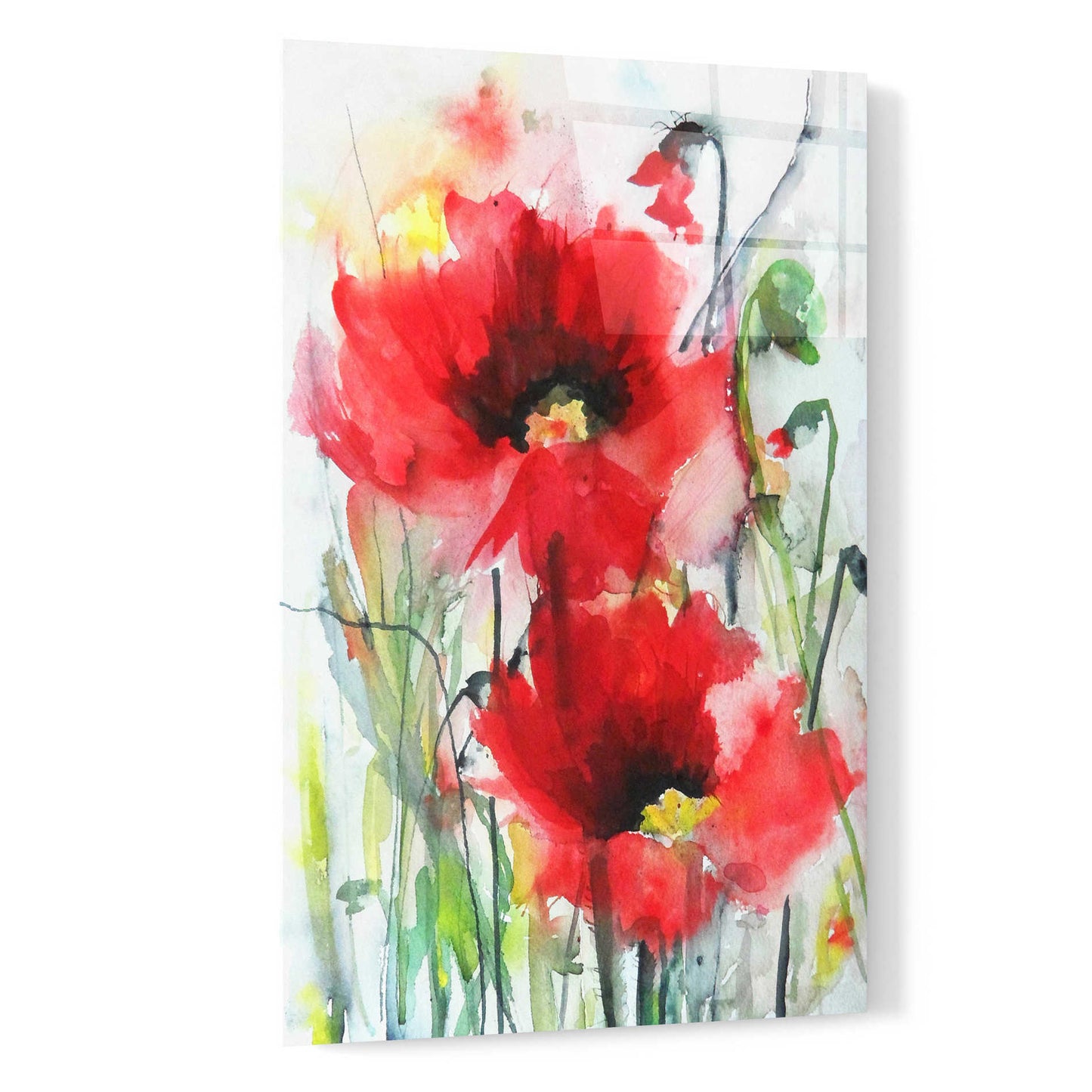 Epic Art 'Red Poppies' by Karin Johannesson, Acrylic Glass Wall Art,16x24