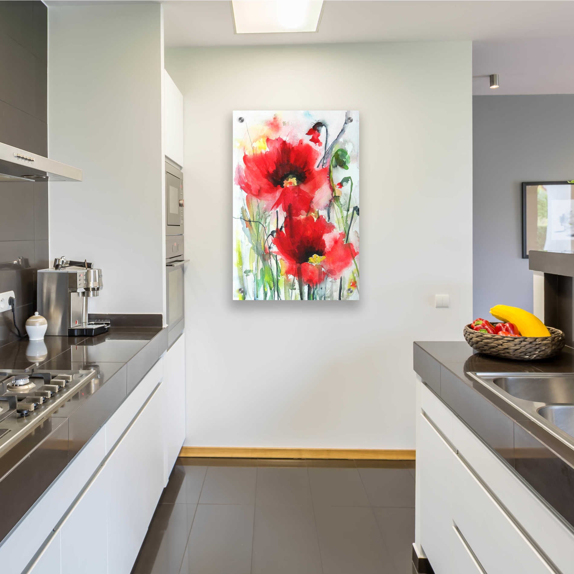 Epic Art 'Red Poppies' by Karin Johannesson, Acrylic Glass Wall Art,24x36