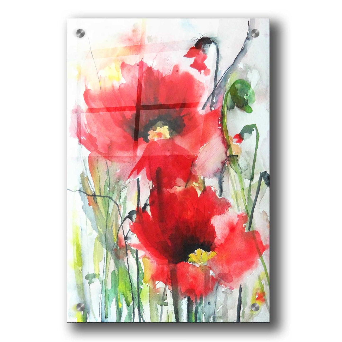 Epic Art 'Red Poppies' by Karin Johannesson, Acrylic Glass Wall Art,24x36