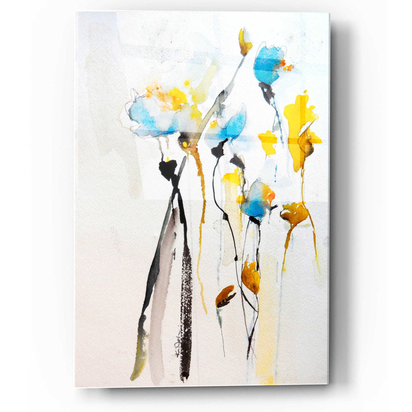 Epic Art 'Blue Flowers II' by Karin Johannesson, Acrylic Glass Wall Art,12x16