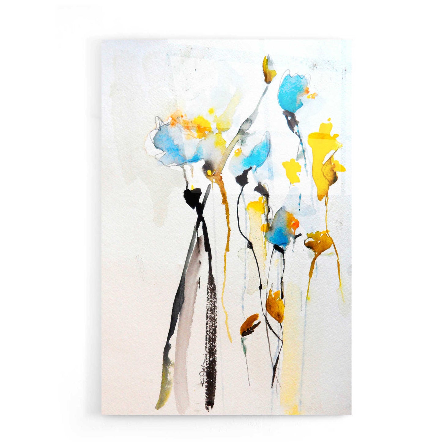 Epic Art 'Blue Flowers II' by Karin Johannesson, Acrylic Glass Wall Art,16x24