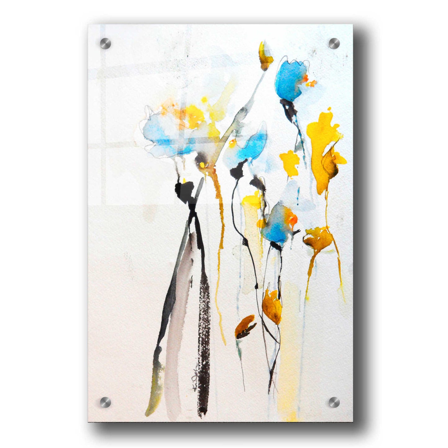 Epic Art 'Blue Flowers II' by Karin Johannesson, Acrylic Glass Wall Art,24x36