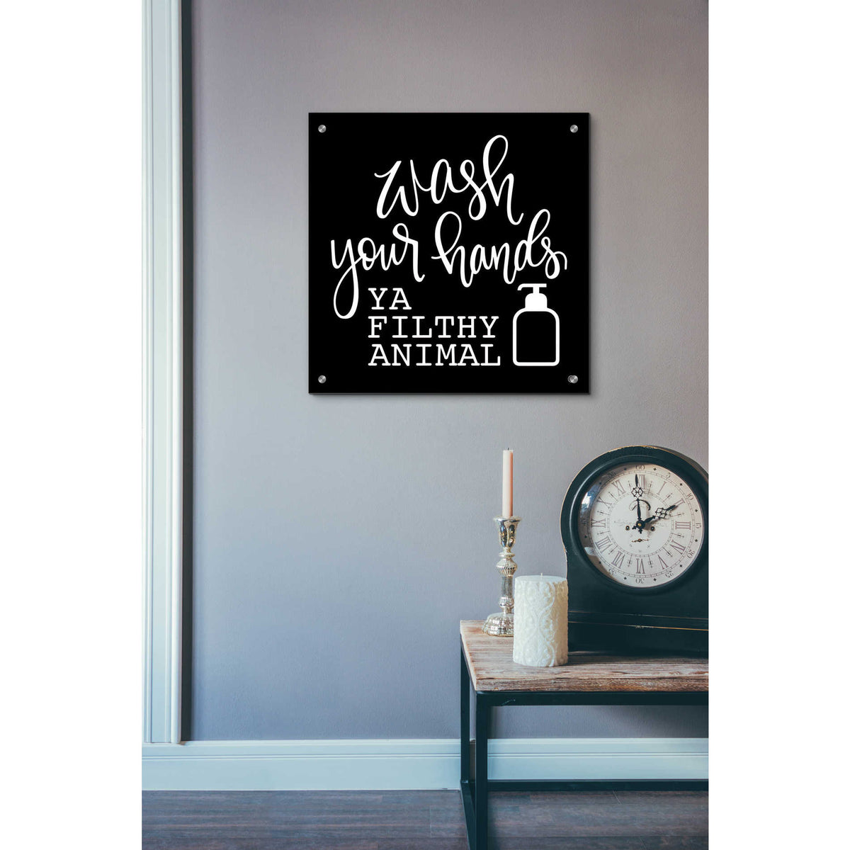Epic Art 'Wash Your Hands' by Fearfully Made Creations, Acrylic Glass Wall Art,24x24