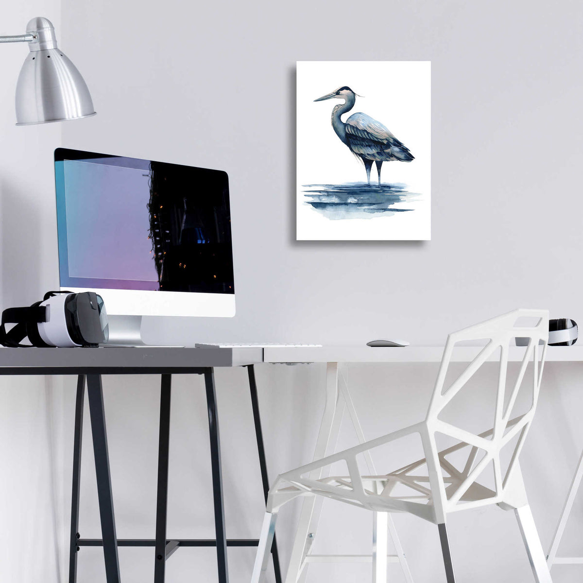 Epic Art 'Azure Heron I' by Grace Popp, Acrylic Glass Wall Art,12x16