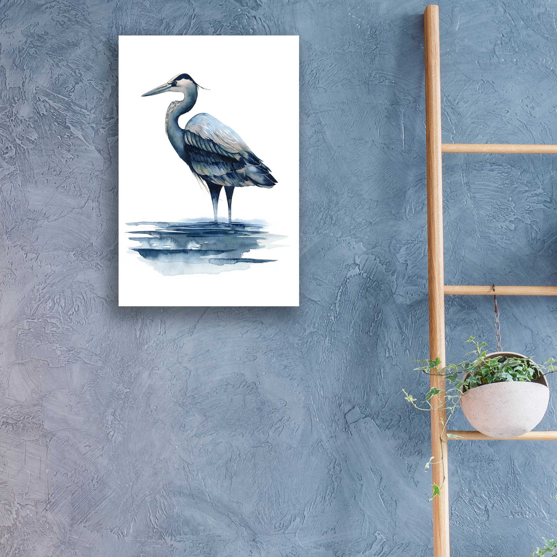 Epic Art 'Azure Heron I' by Grace Popp, Acrylic Glass Wall Art,16x24