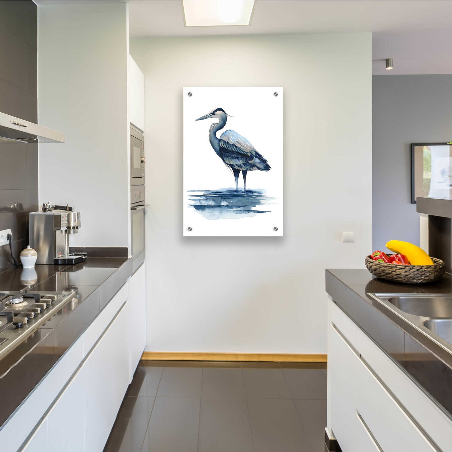 Epic Art 'Azure Heron I' by Grace Popp, Acrylic Glass Wall Art,24x36