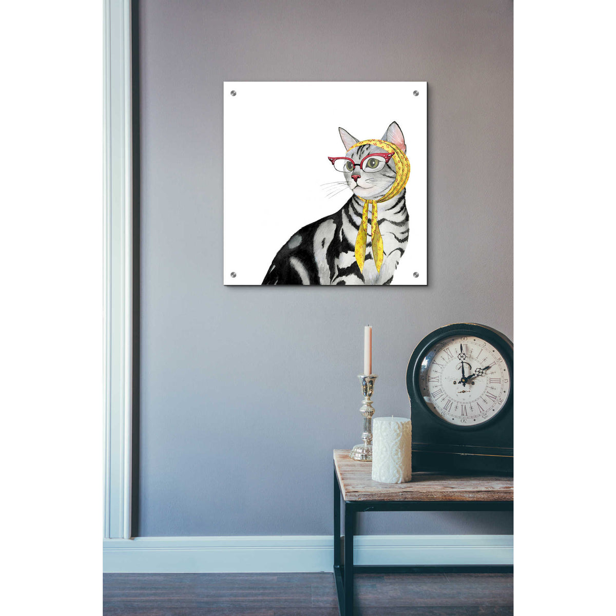 Epic Art 'Cool Cat III' by Grace Popp, Acrylic Glass Wall Art,24x24