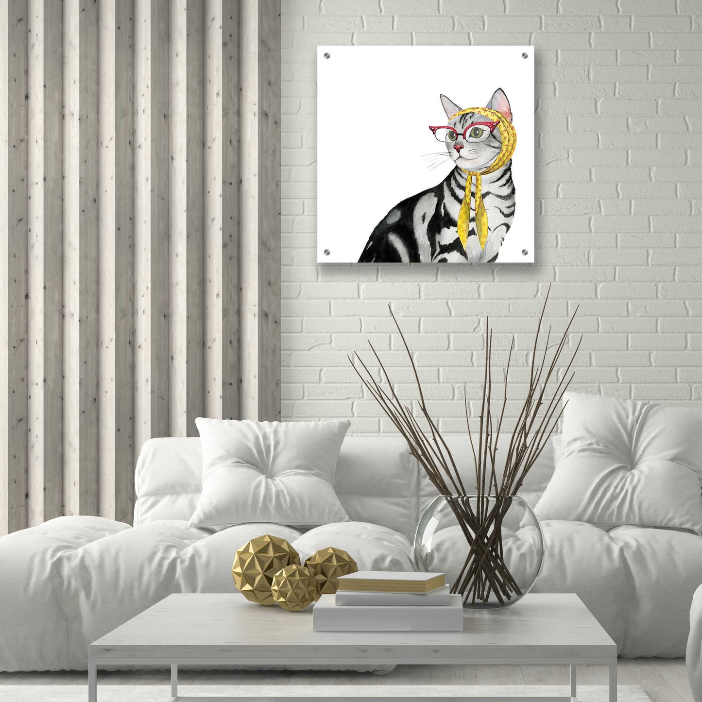 Epic Art 'Cool Cat III' by Grace Popp, Acrylic Glass Wall Art,24x24