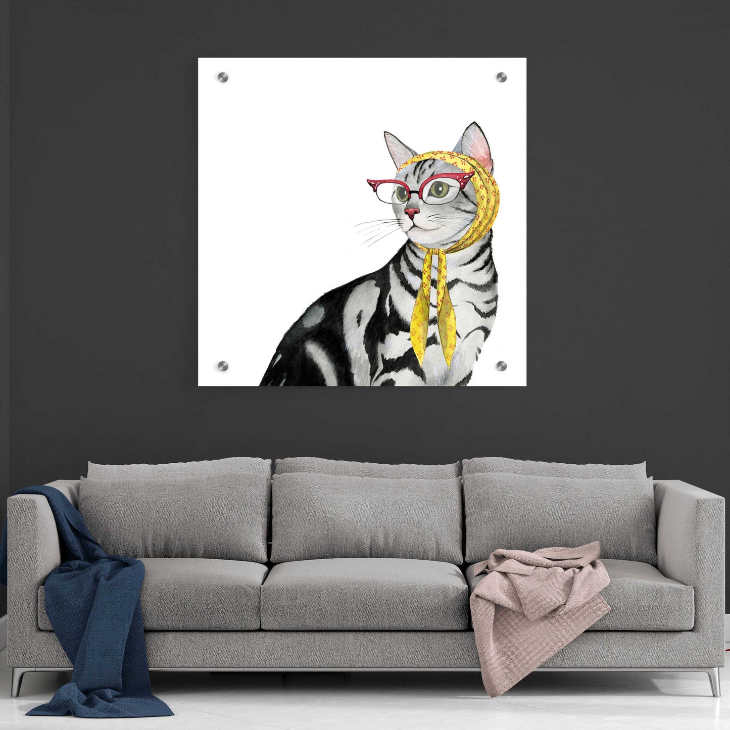 Epic Art 'Cool Cat III' by Grace Popp, Acrylic Glass Wall Art,36x36