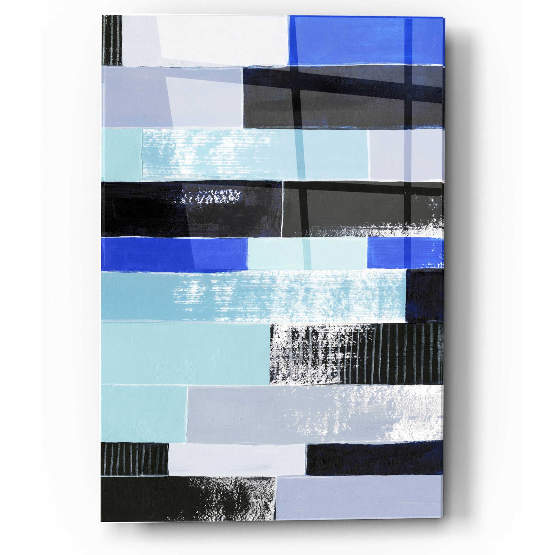 Epic Art 'Black & Blue Bricks II' by Grace Popp, Acrylic Glass Wall Art,12x16
