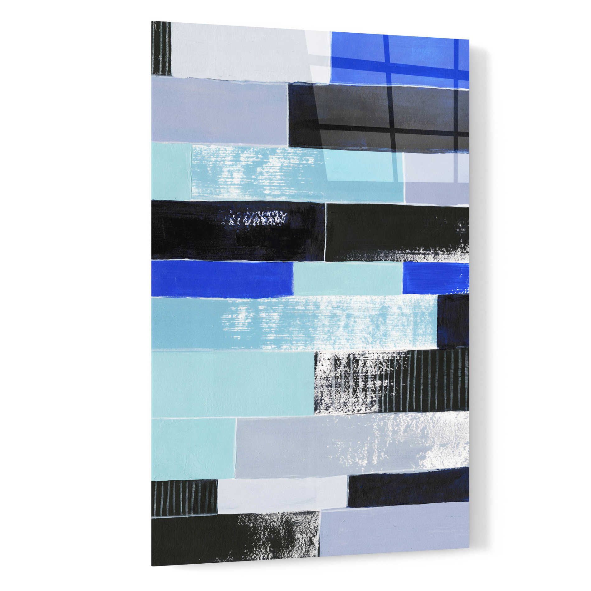 Epic Art 'Black & Blue Bricks II' by Grace Popp, Acrylic Glass Wall Art,16x24