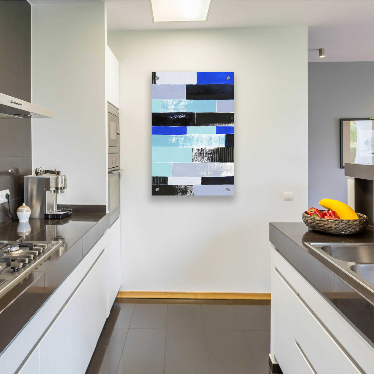 Epic Art 'Black & Blue Bricks II' by Grace Popp, Acrylic Glass Wall Art,24x36