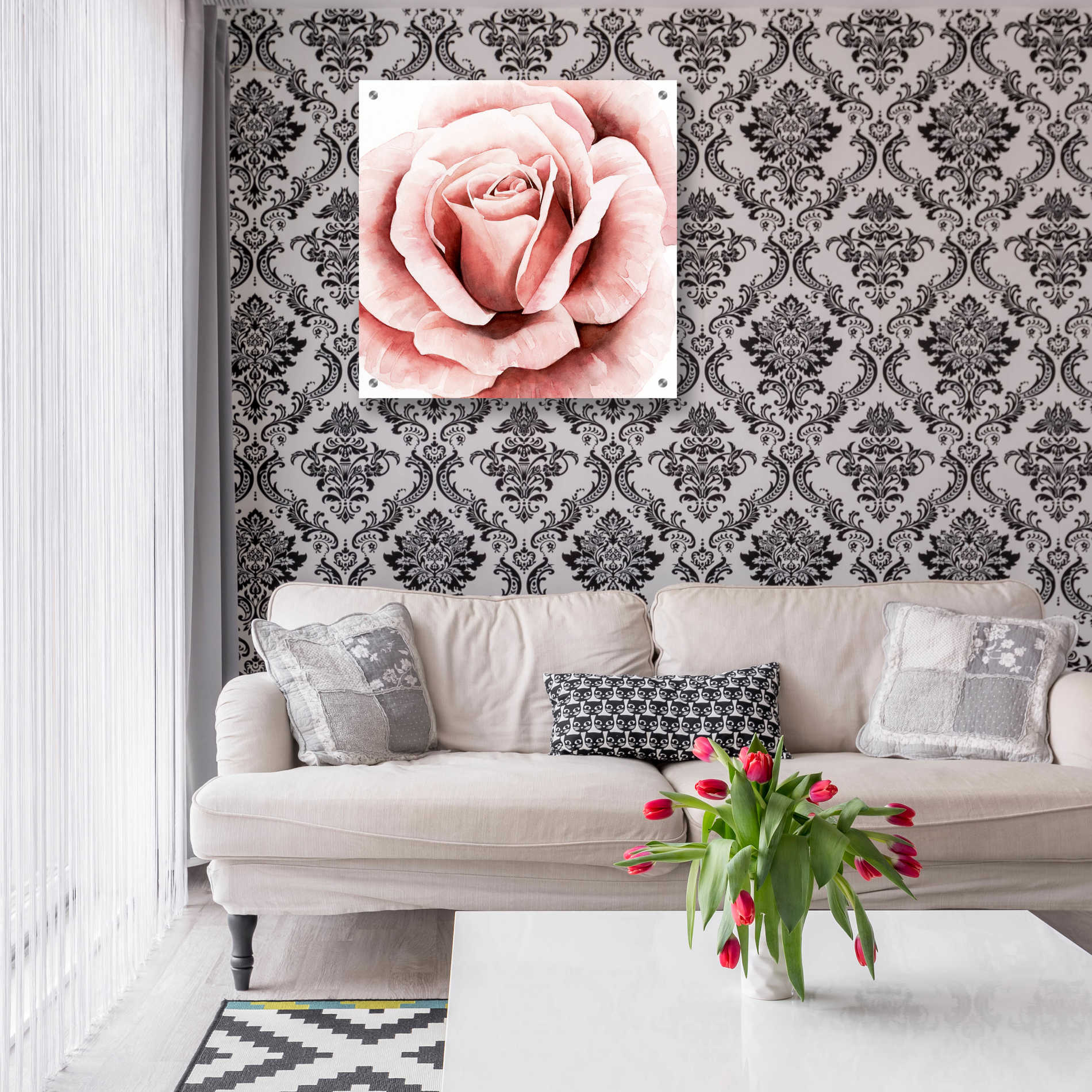 Epic Art 'Pink Rose II' by Grace Popp, Acrylic Glass Wall Art,24x24