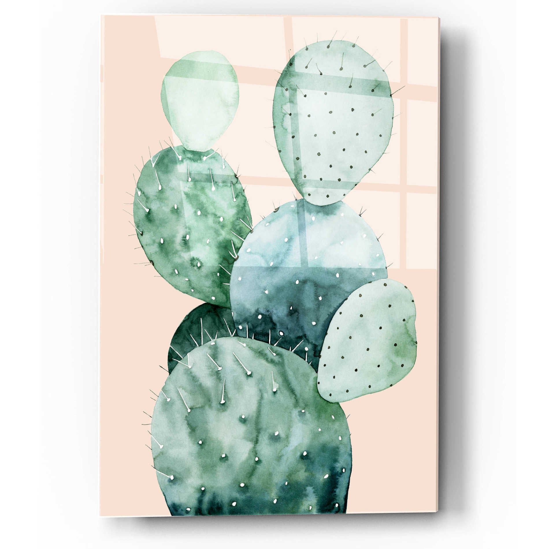 Epic Art 'Cactus on Coral II' by Grace Popp, Acrylic Glass Wall Art,12x16