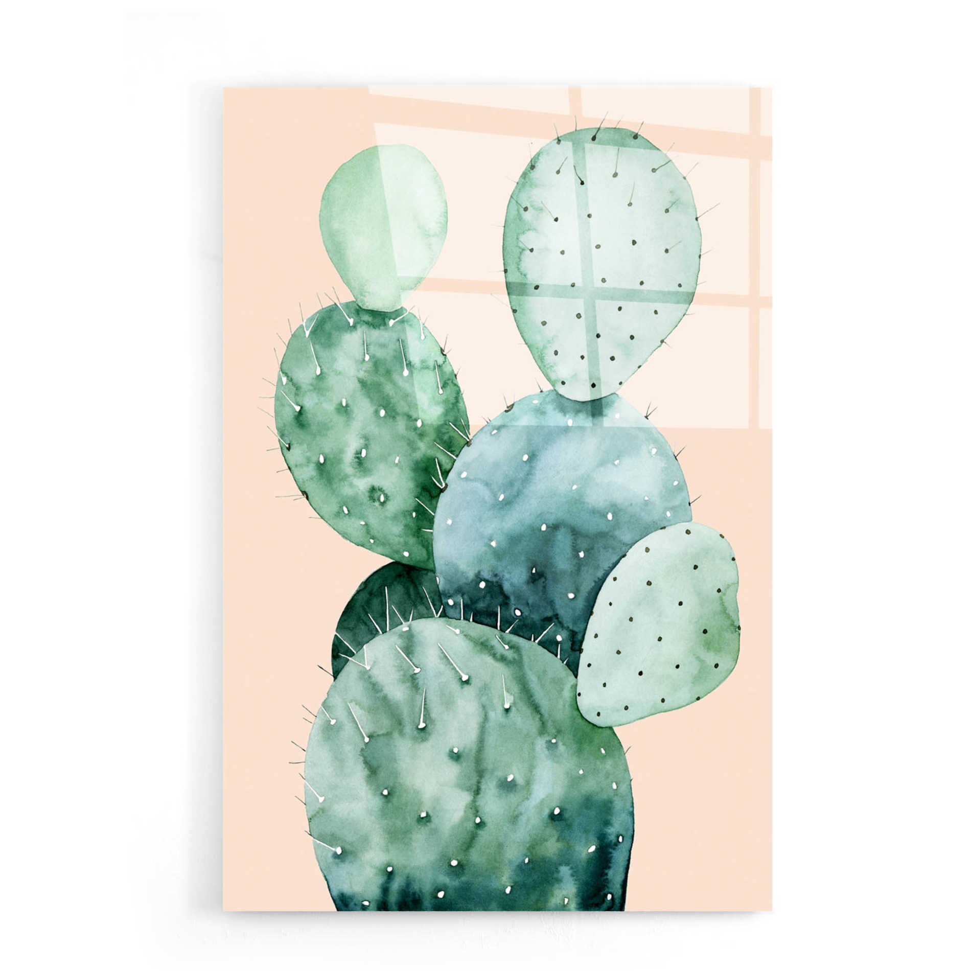 Epic Art 'Cactus on Coral II' by Grace Popp, Acrylic Glass Wall Art,16x24