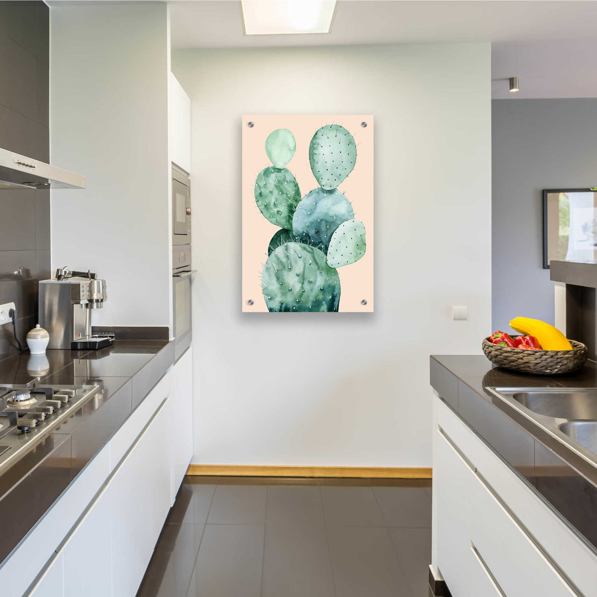 Epic Art 'Cactus on Coral II' by Grace Popp, Acrylic Glass Wall Art,24x36