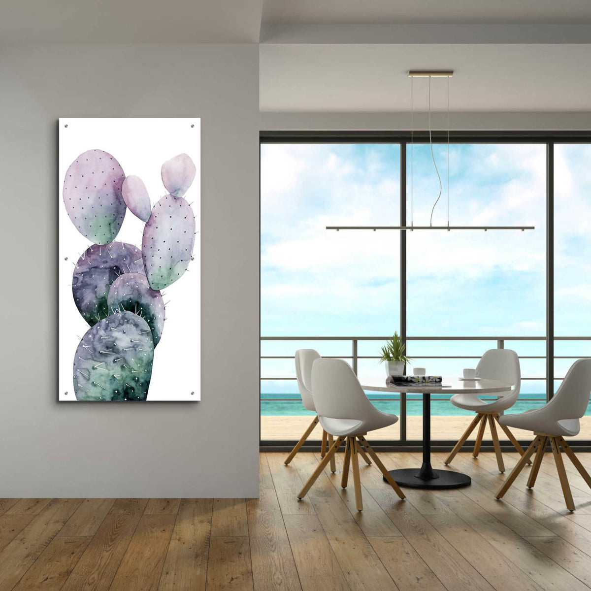 Epic Art 'Purple Cactus I' by Grace Popp, Acrylic Glass Wall Art,24x48