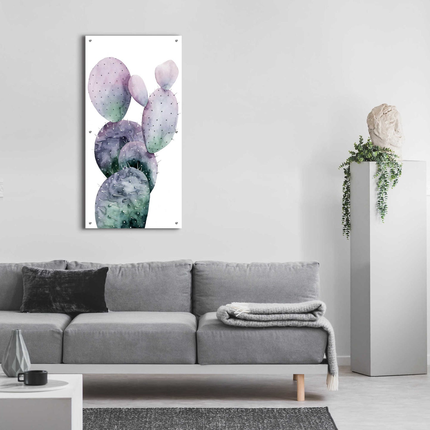 Epic Art 'Purple Cactus I' by Grace Popp, Acrylic Glass Wall Art,24x48