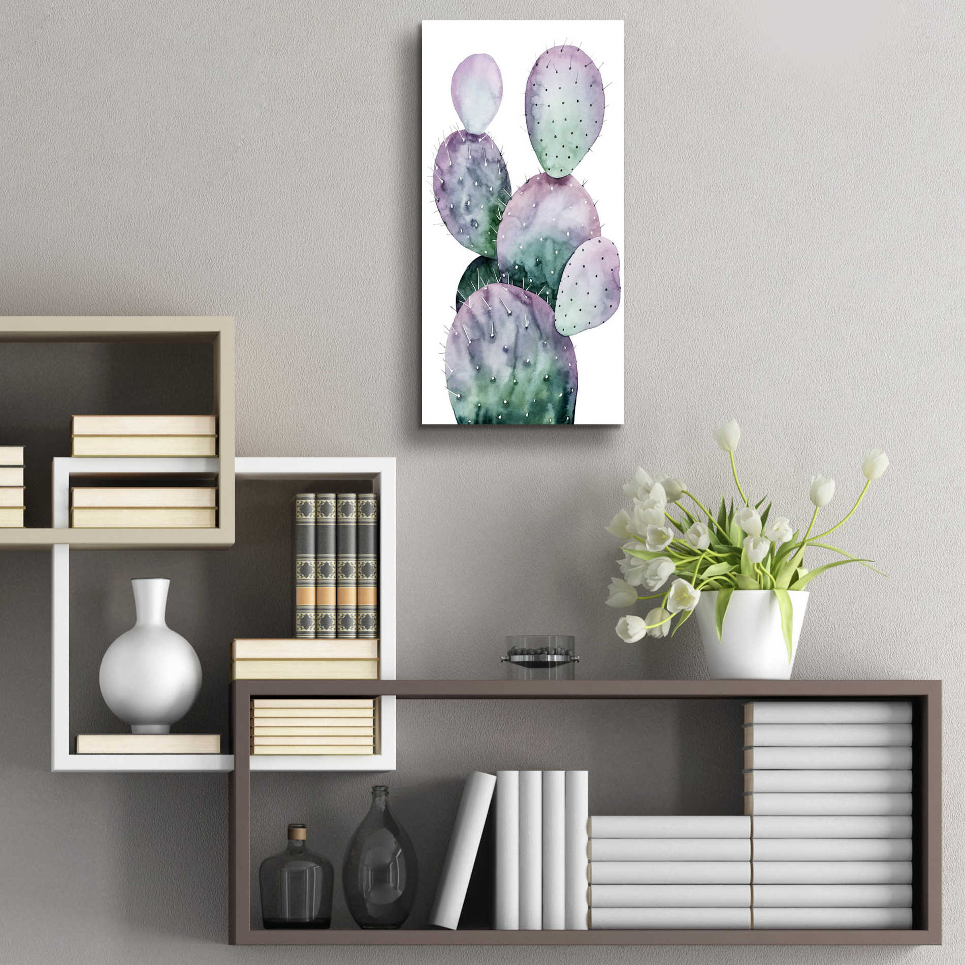 Epic Art 'Purple Cactus II' by Grace Popp, Acrylic Glass Wall Art,12x24