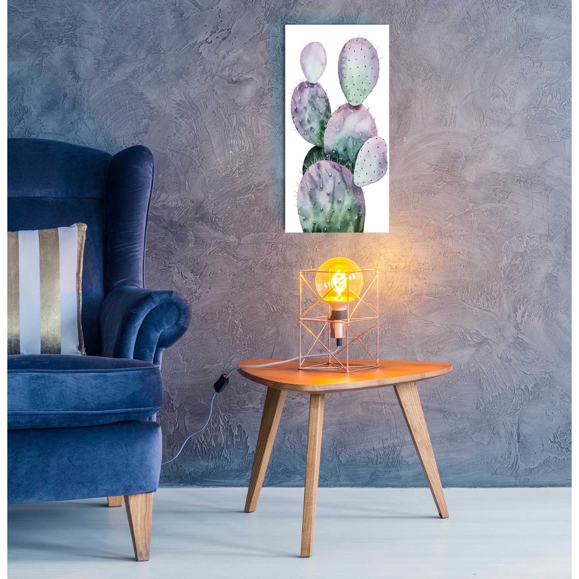 Epic Art 'Purple Cactus II' by Grace Popp, Acrylic Glass Wall Art,12x24
