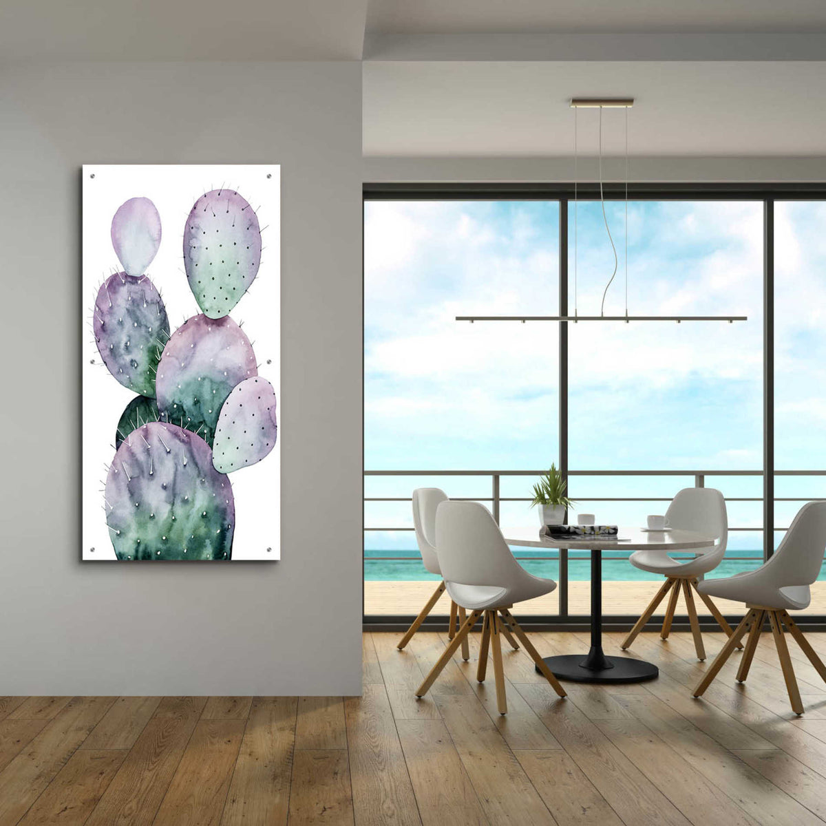 Epic Art 'Purple Cactus II' by Grace Popp, Acrylic Glass Wall Art,24x48