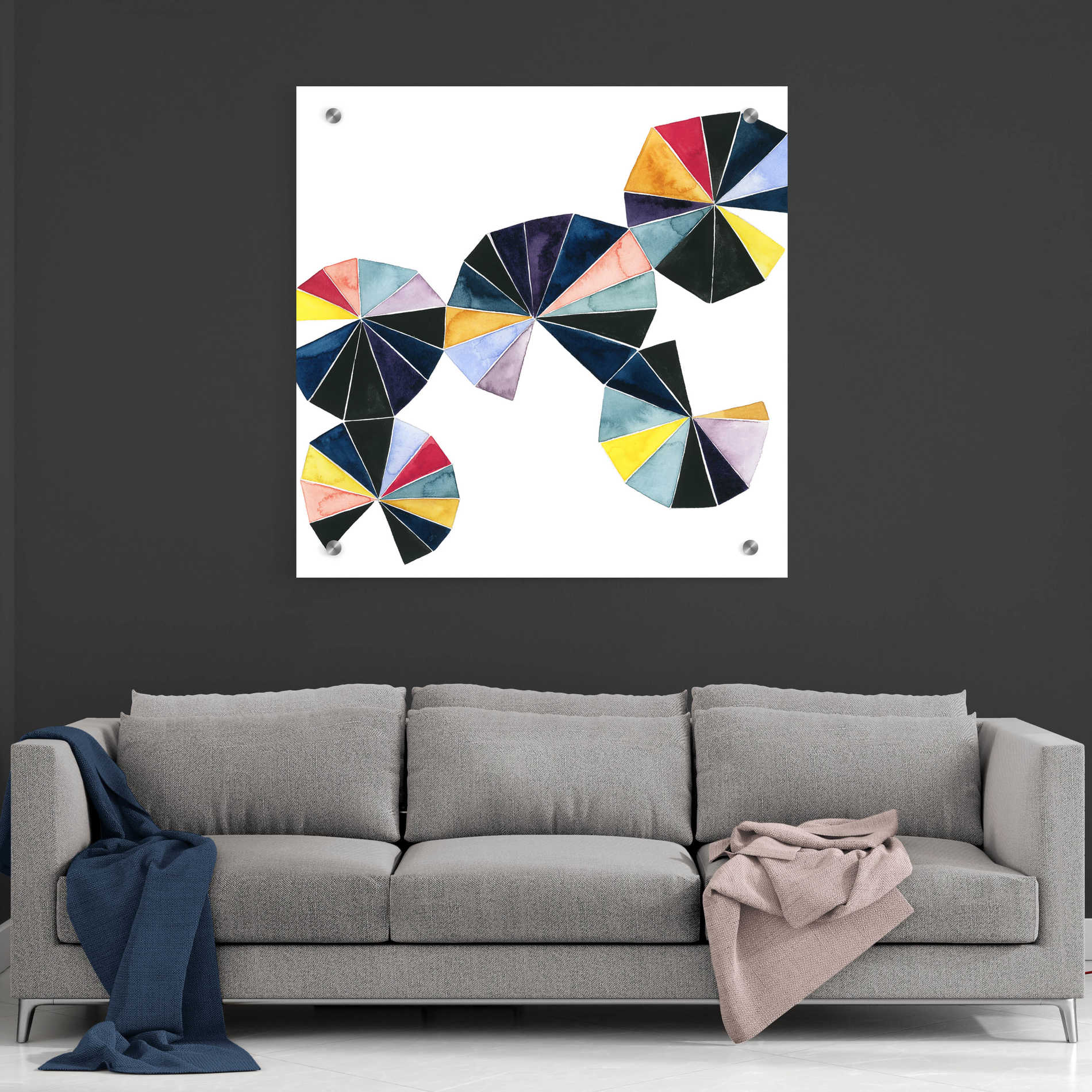 Epic Art 'Pinwheel Bright I' by Grace Popp, Acrylic Glass Wall Art,36x36