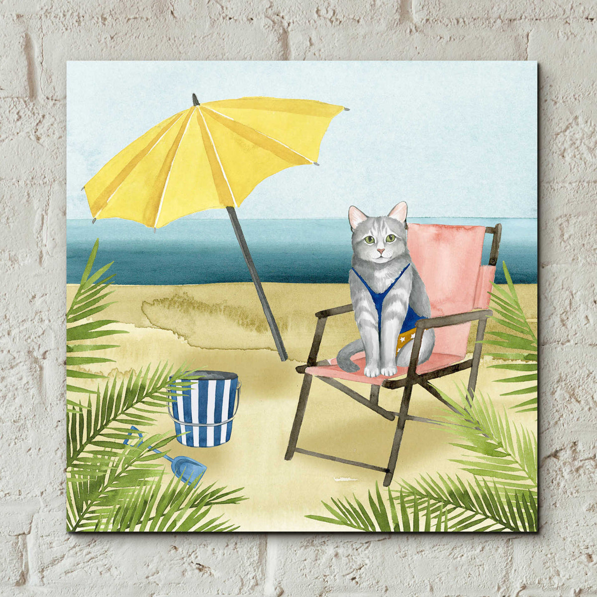 Epic Art 'Coastal Kitties II' by Grace Popp, Acrylic Glass Wall Art,12x12
