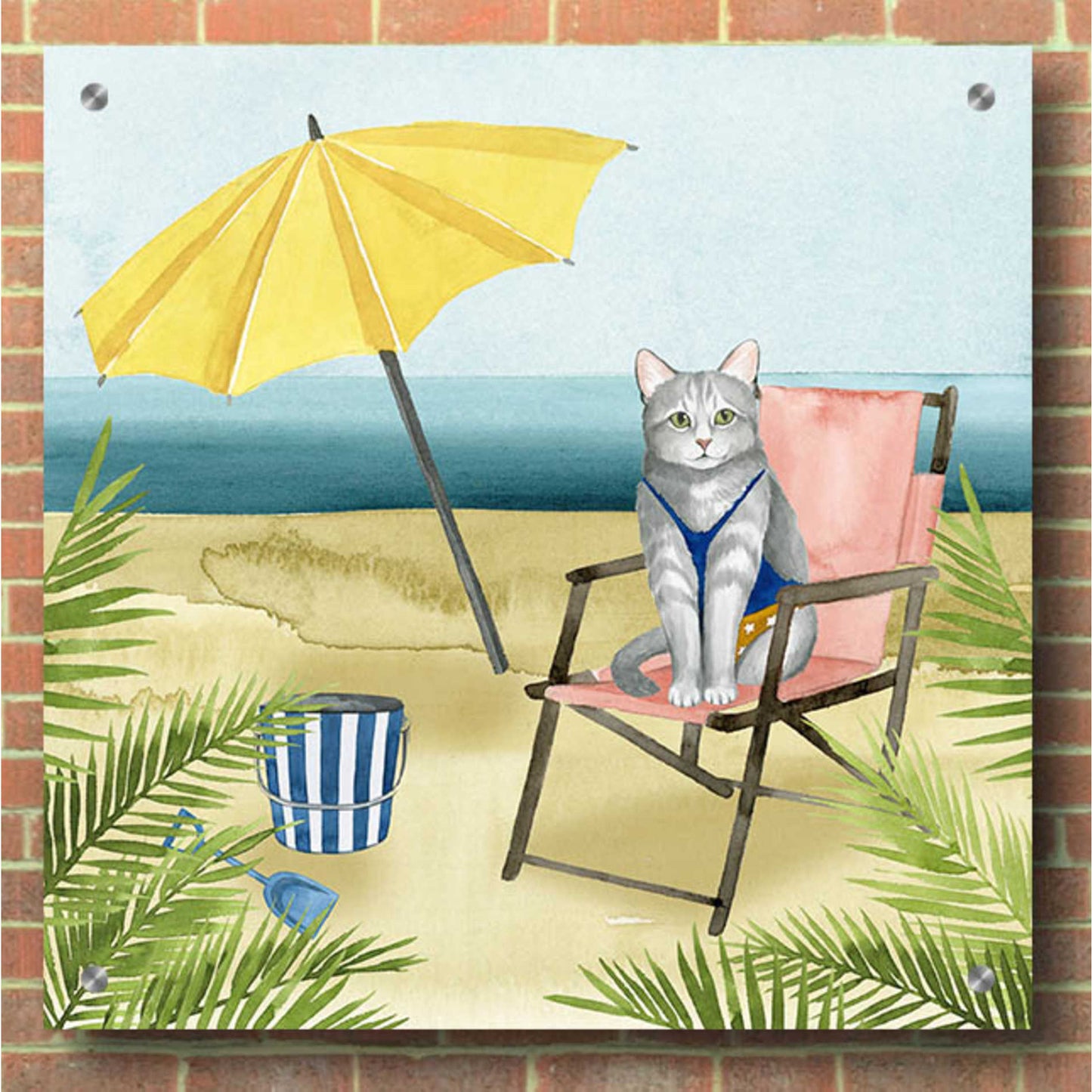 Epic Art 'Coastal Kitties II' by Grace Popp, Acrylic Glass Wall Art,36x36