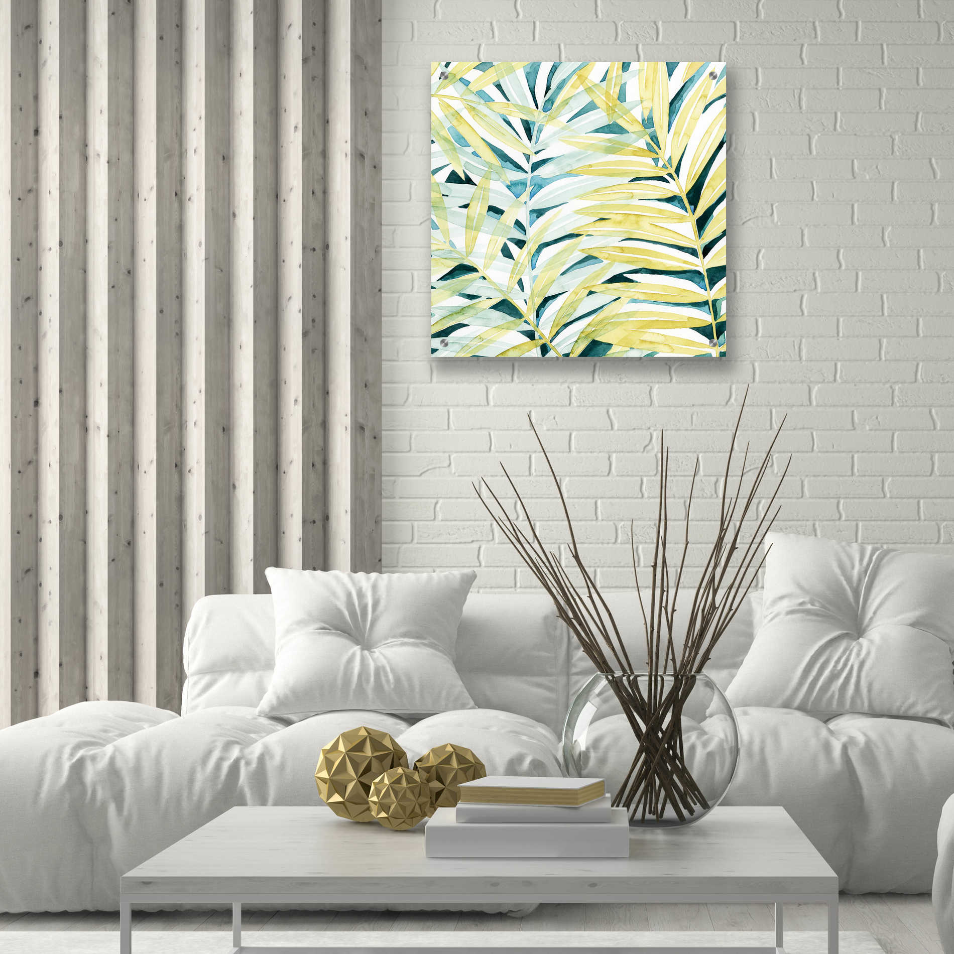 Epic Art 'Sunlit Palms I' by Grace Popp, Acrylic Glass Wall Art,24x24